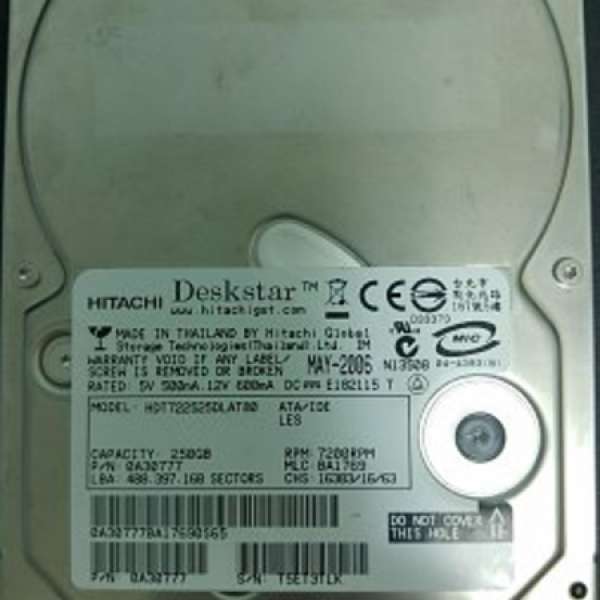Hitachi Deskstar 250GB IDE HDD