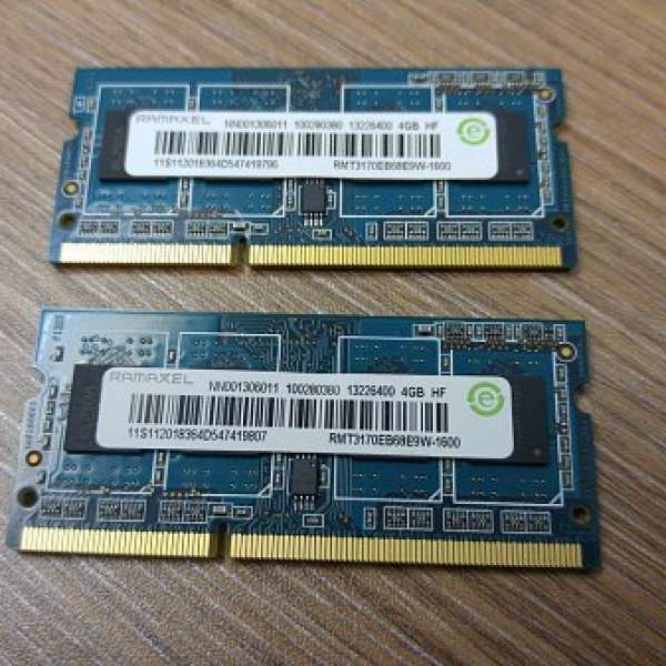 99% NEW Ramaxel DDR3-1600 8GB notebook RAM (4GB x 2)