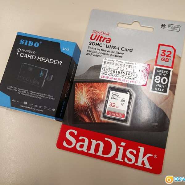 全新未開封 Sandisk Ultra SDHC UHS-I SD Card (80MB/s) 32GB
