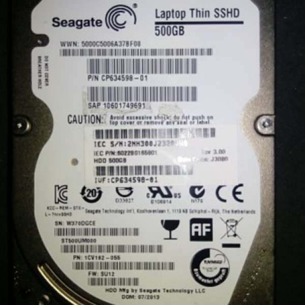 Seagate Laptop Thin SSHD 500GB 手提電腦 硬碟