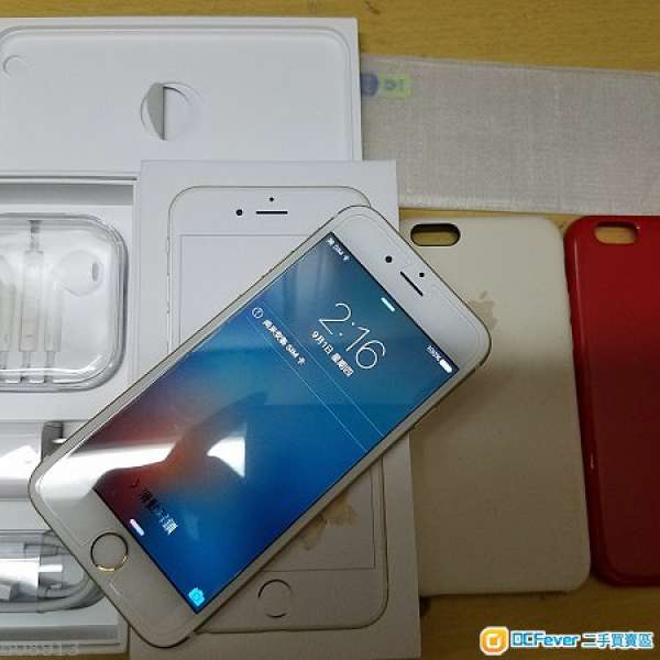 放95%新Apple Iphone 6s 64G金水 Full Set 全新耳機線火牛加2套一貼