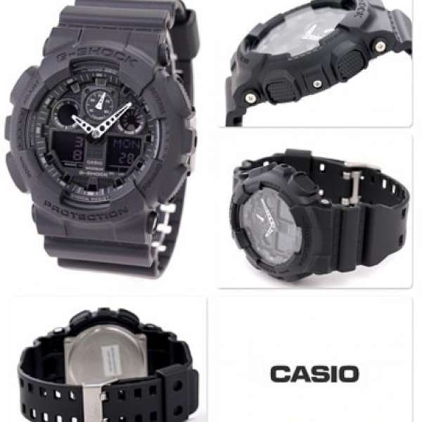 CASIO G-Shock GA-100-1a1 黑面白針 配色手錶