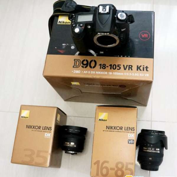 Nikon D90 body, 35mm 1.8, 16 85mm