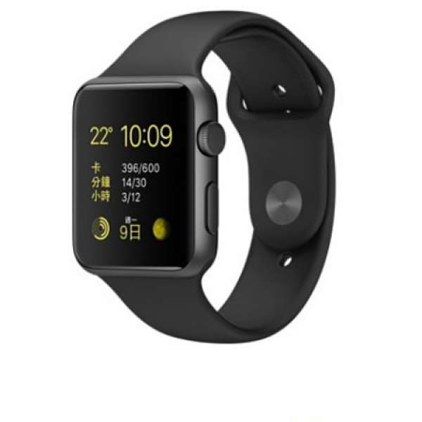 全新未開(現貨) 香港 行貨 Apple Watch 2 代 42 毫米銀色鋁金屬錶殼配黑色運動錶帶 ...