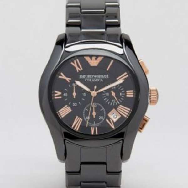 Emporio Armani 黑陶瓷計時石英手錶 Ceramica Chronograph Quartz 98%新 全套有盒