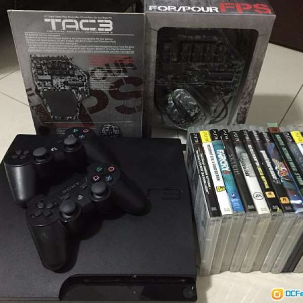 PS3 Slim 黑色機 主機 320gb  +13款GAME + 兩手掣