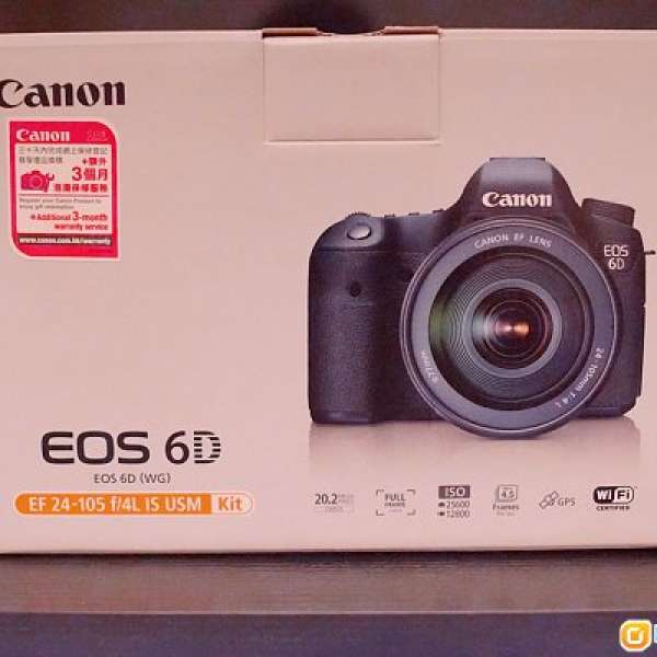 98% 新Canon EOS 6D機身 + EF 24-105mm f4L鏡頭, 有盒齊件
