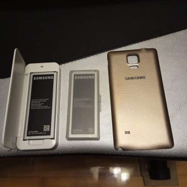 Samsung note 4 N910U ( 單卡) 電池盒 + 2 電+ 金色原裝背殼