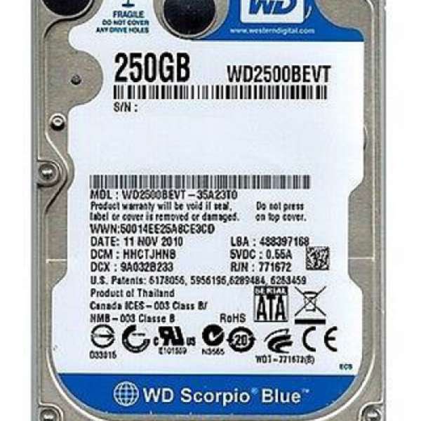 Western Digital Scorpio Blue WD2500BEVT 250GB