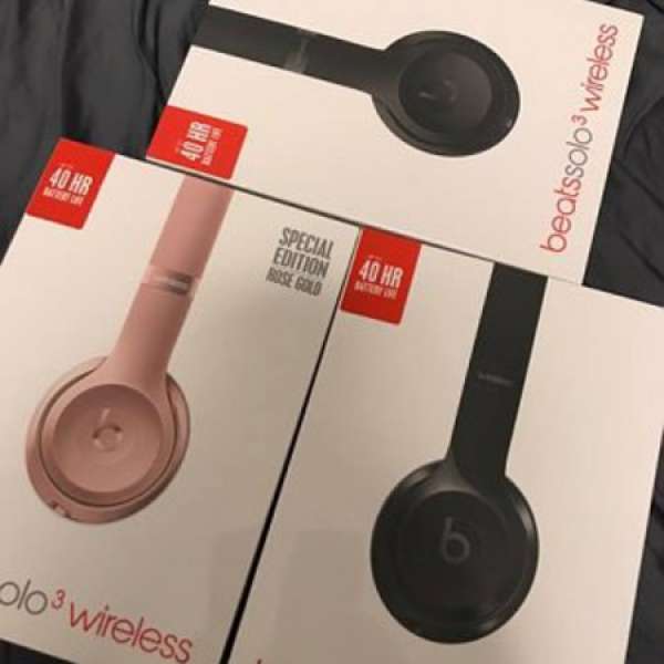 全新 Beats Solo3 Wireless 頭戴式耳機 – 啞黑色/閃黑色/玫瑰金色