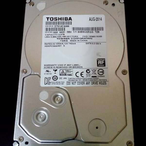 Toshiba 3TB 桌面 硬碟 DT01ACA300