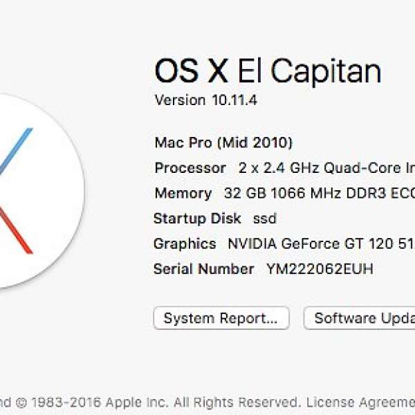 8核 Mac Pro (Mid 2010) 32GB RAM ／PCIE SSD128GB／原裝APPLE顯卡