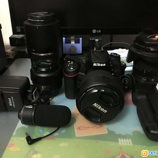 Nikon D7100 + 4鏡頭 +MB-D15+ME-1 咪+ 閃光燈SB-600+ 電子防潮箱+腳架