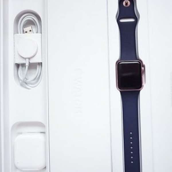 [極新] Apple Watch 42mm Series 2 金色殼 (非玫瑰金) 午夜藍色運動錶帶