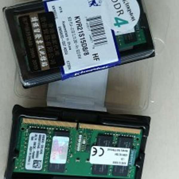 出售99%新 2 x Kingston DDR4 2133MHz 8GB (1x8GB) SODIMM  KVR21S15D8/8