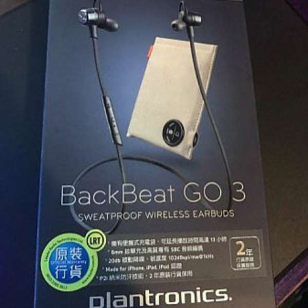 98%新 Plantronics BackBeat GO 3 Black Colour 連充電袋 (行貨)