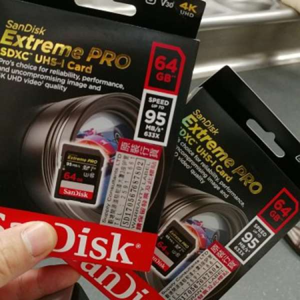 出售行貨100% SanDisk 64GB Extreme Pro V30 633x SDXC UHS-I U3 95MB/s SD 4K