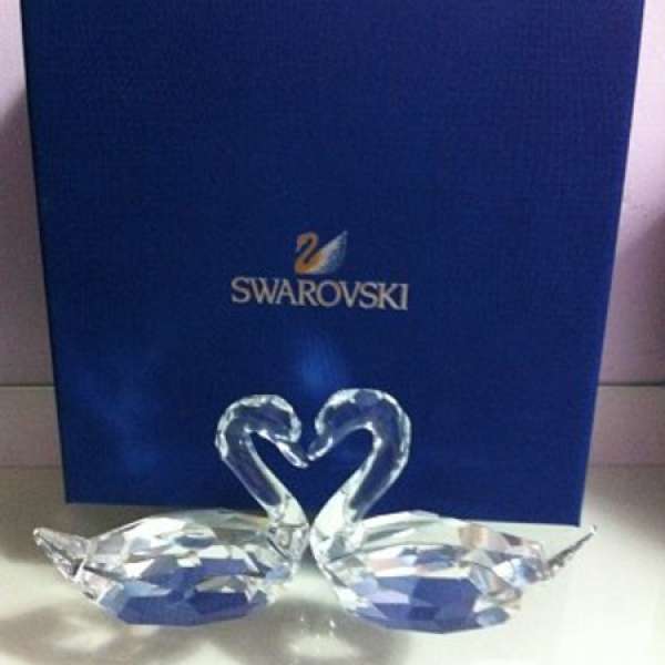 全新 SWAROVSKI 施華洛世奇水晶 心心相印 天鵝 Flirting Swans 擺設 結婚禮物首選