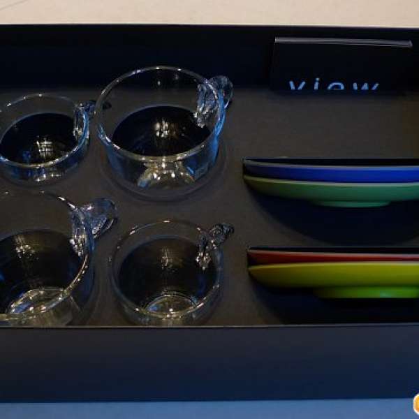 Brand New Nespresso VIEW Collection Glass Coffee Cups With Saucers