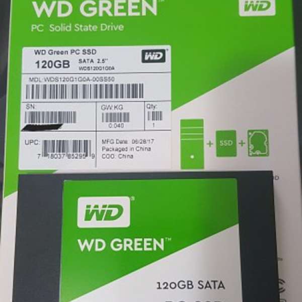 95%新 WD Green 120G SSD 有單有盒有保養