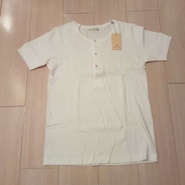 全新 Merz B. Schwanen 207 short sleeves white henley tee (size 5)