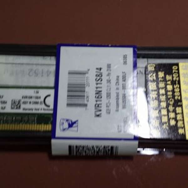 kingston kvr16n11/4 單面ram