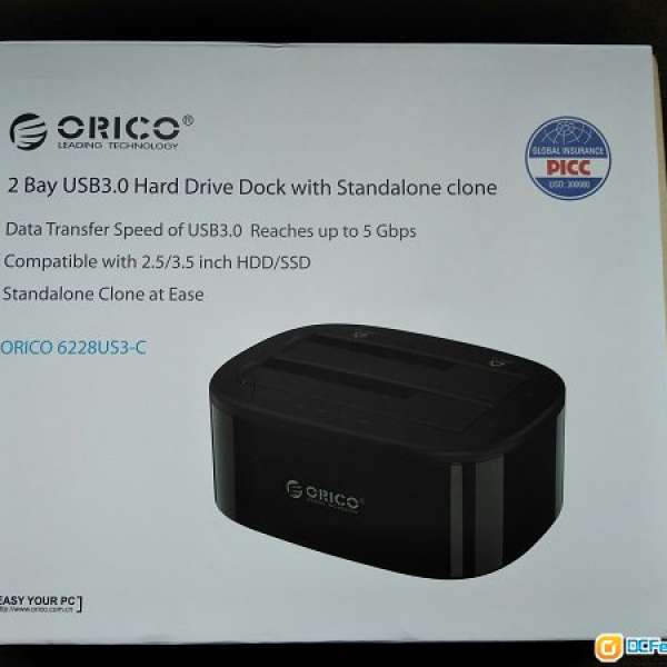 ORICO 2Bay USB 3.0. 2.5/3.5 HARD DRIVE DOCK   外置硬盤座  支援離線一鍵Clone disk