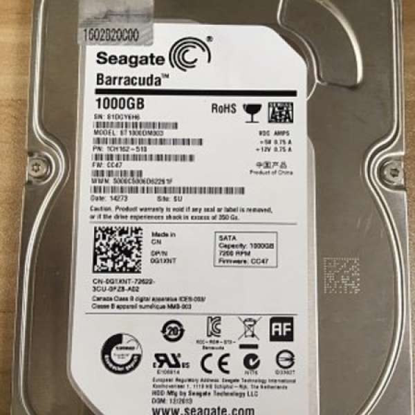 Seagate 1TB ST1000DM003 私保10日