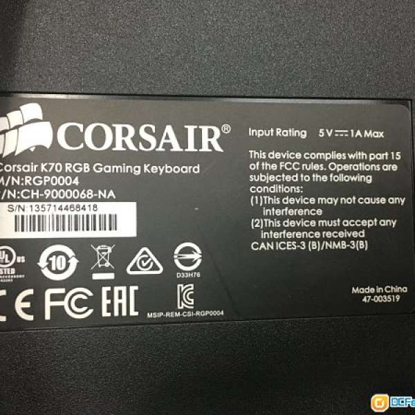 Corsair K70 RGB Gaming Keyboard 紅軸