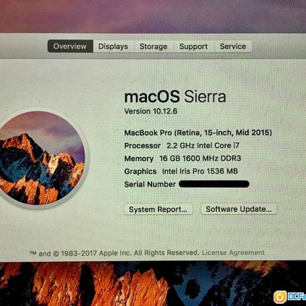 MacBook Pro 15” Retina mid-2015 256GB 有保