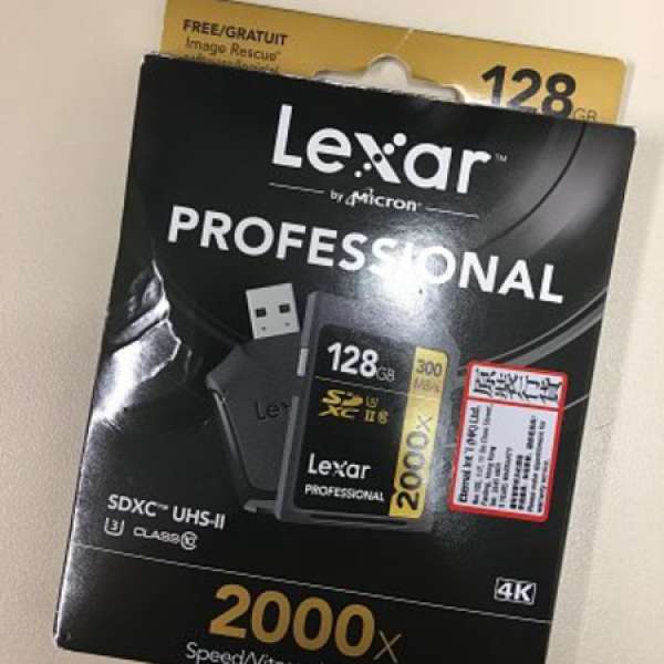 99%新 Lexar 128GB SD卡 2000x 300MB/s 連讀卡器 今年10月5號先買