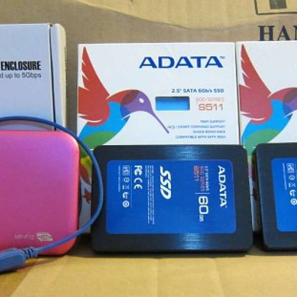 2 x ADATA 60GB SSD + 1 x 2.5 吋 USB 3.0 外置硬碟盒