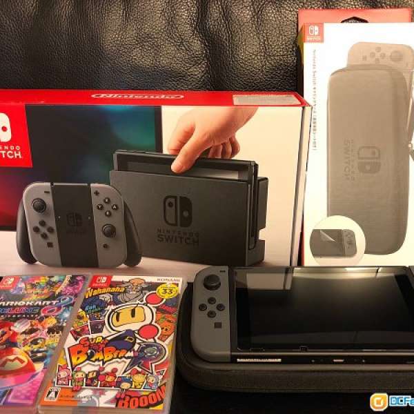 95%NEW 香港行貨 Nintendo Switch 連 孖寶賽車 和 炸彈人