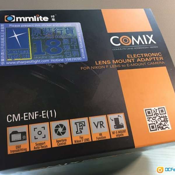100%全新 Commlite CM-ENF-E1 PRO 轉接環(Nikon to Sony E) for A7ii A7Rii