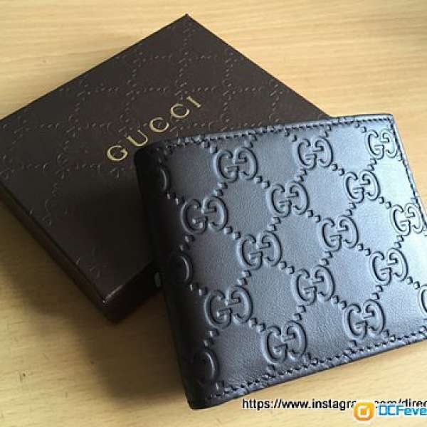 全新Gucci 啡色 Monogram 壓紋短型皮革銀包 8061309871