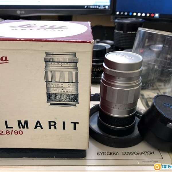 98-99% New Leica 90mm f/2.8 Elmarit Chrome Lens with box