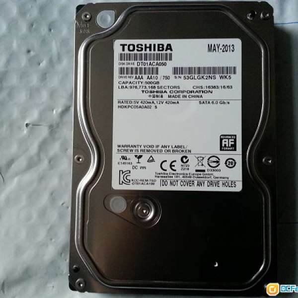 TOSHIBA 500G SATA 3.5"