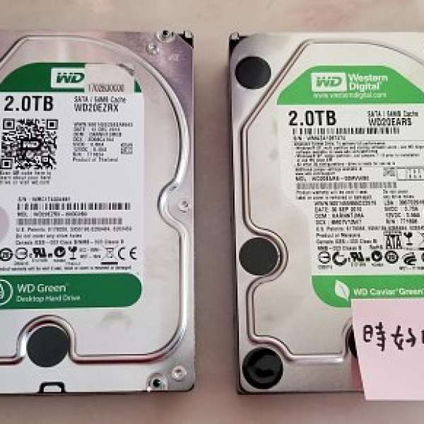 一全正常一有問題WD 2TB 3.5吋 SATA HDD 5400 RPM (綠色版) 兩隻