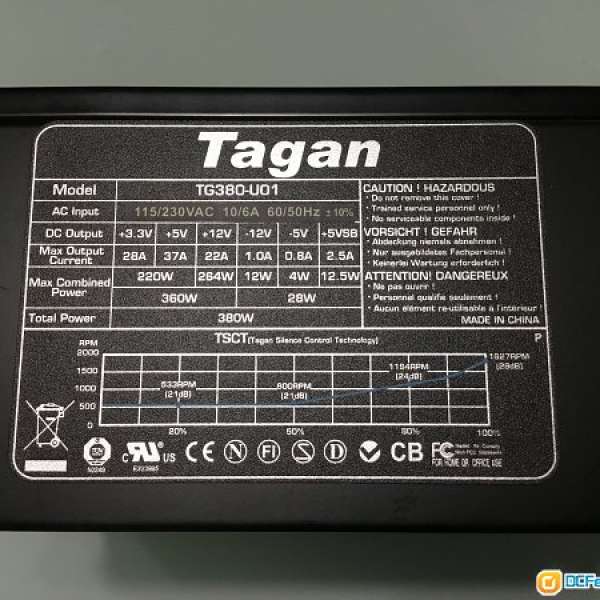 德國 Tagan TG380-U01電腦火牛 ATX (380W)