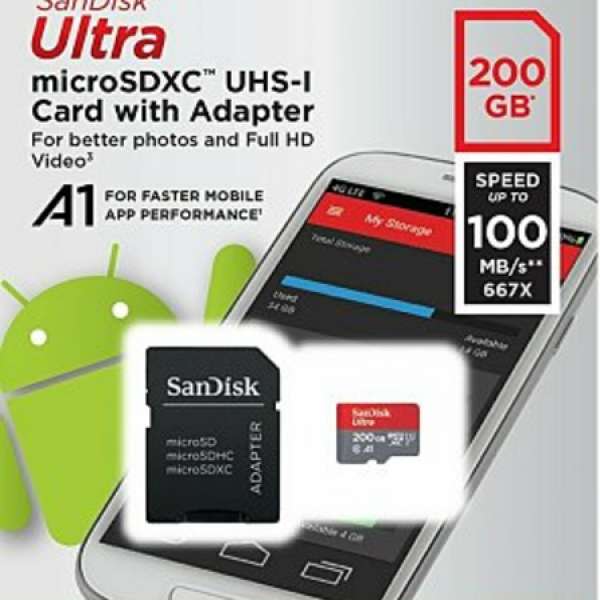 全新美水Sandisk ultra microsd a1 uhs 200g