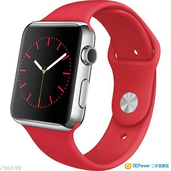 全新未開封 Apple Watch 不鏽鋼 series 1 42mm 紅色運動錶帶