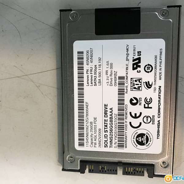 1.8寸 ssd 256gb harddisk 二手拆機2