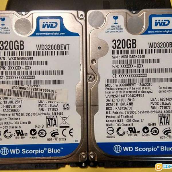 WD Blue WD3200BEVT 2.5 320 GB - SATA-300 Series 2隻