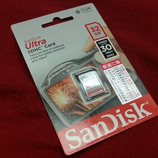 全新未開Sandisk 32GB Ultra SD (class 10) 快卡 (up to 30MB/S 200X)