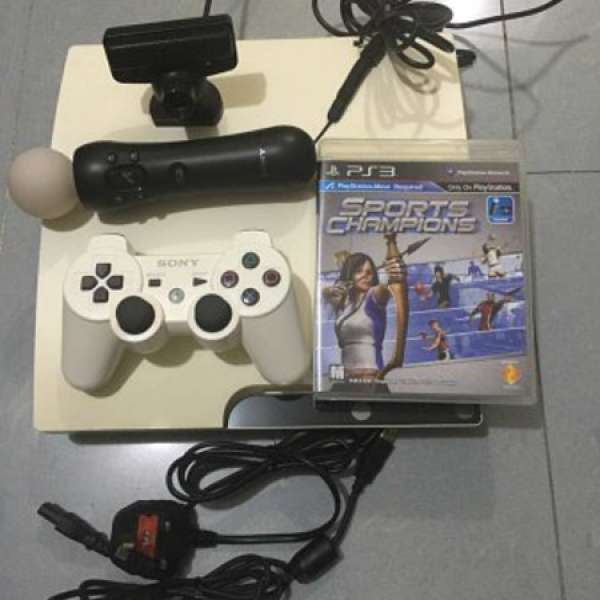 PS3 Slim 160GB (White, 1手制1電源線1手制叉電線) PS MOVE(1PS MOVE 手制+鏡頭) 9...