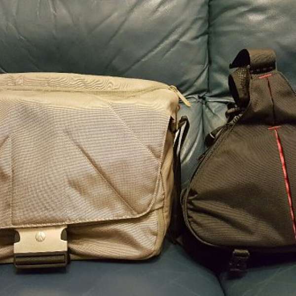 8成新墨綠近灰色MANFROTTO UNICA V MESSENGER BAG+Fly-Leaf 相機袋