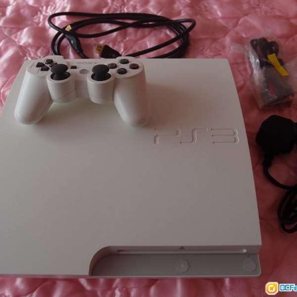 白色行貨slim版☆PS3 主機 原廠Ver 3.55/ 無坼機 JB Playstation3 全套 連手制