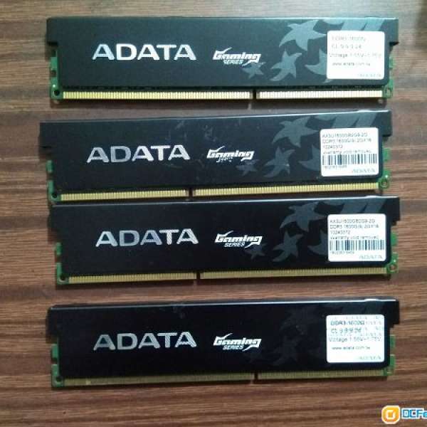 Adata DDR3 1333 2GB X 4條 =8GB 卓面電腦