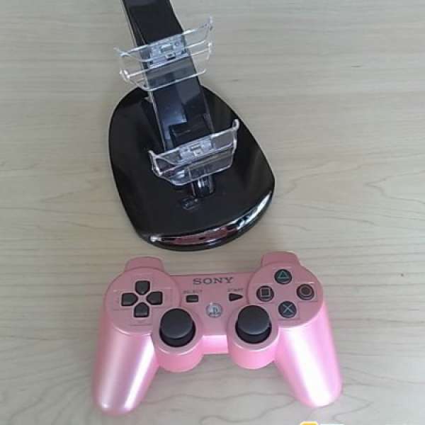 PS3 原圧手制 粉紅色+充電座