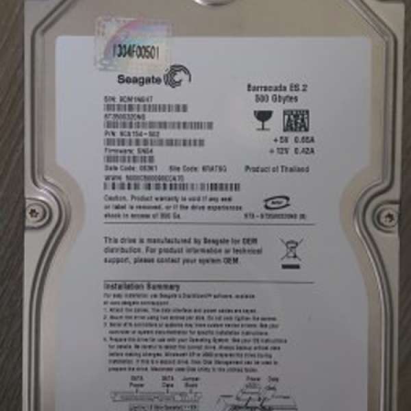 90%NEW Seagate 500GB 企業版 Barracuda ES2 Enterprise 7200RPM SATA 7x24
